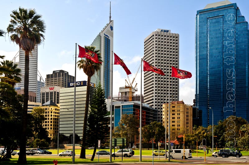 Perth, Hauptstadt von WA, City mit Hochhäusern