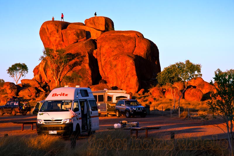 Camping an den Devils Marbles (Karlu Karlu oder Teufelsmurmeln)